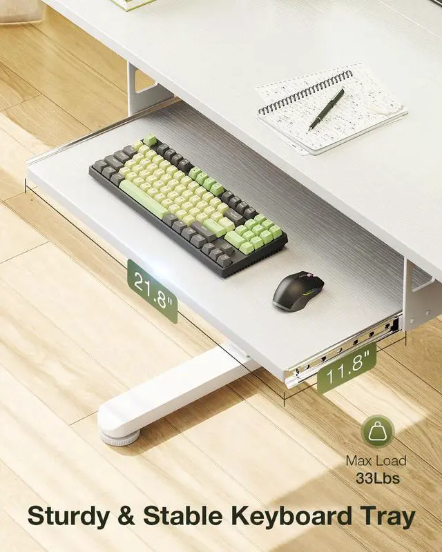 Alt view image 6 of 7 - Casaottima Electric Standing Desk with Keyboard Tray, 40 Inch Height Adjustable Small Table, Sit Stand Table, Writing Computer Desk for Home, Office, Workstation, White