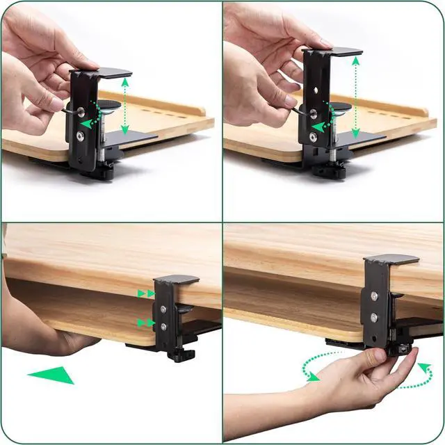 Alt view image 4 of 6 - Under Desk Keyboard Tray with Wrist Rest Bamboo Wood Keyboard Drawer and Mouse Pad, Original Wood, KBT-1