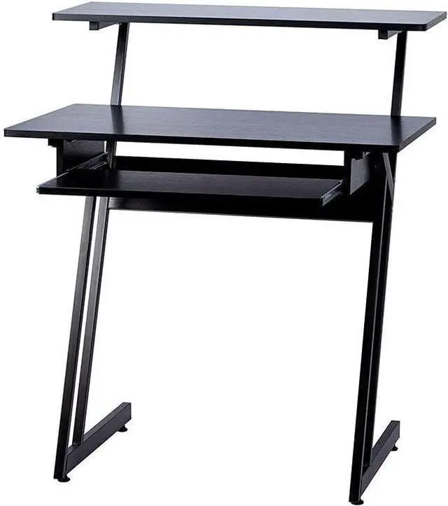 Main image of Recording Studio Desk - with Raised Platform and Keyboard Tray, Black - Stage Right