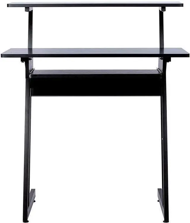 Alt view image 3 of 7 - Recording Studio Desk - with Raised Platform and Keyboard Tray, Black - Stage Right