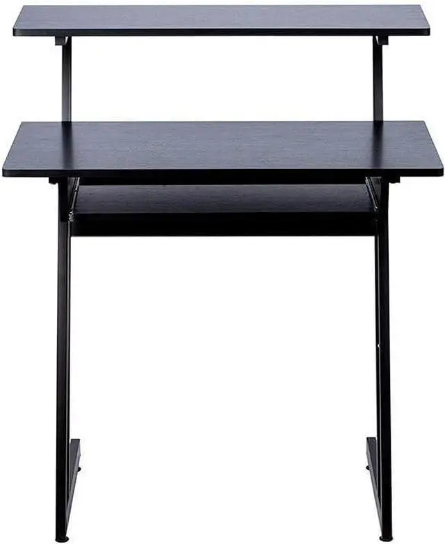 Alt view image 6 of 7 - Recording Studio Desk - with Raised Platform and Keyboard Tray, Black - Stage Right