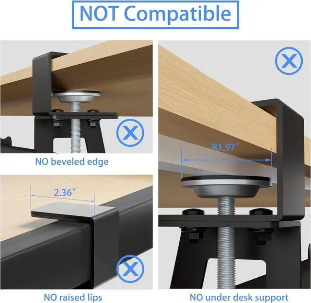 Alt view image 5 of 7 - Keyboard Tray Under Desk Pull Out with Adjustable 45° C Clamp for L Shaped Desk, Computer Keyboard & Mouse Tray, 25.6 (30 Including Clamps) x 11.8 inch, Black, DSF1R