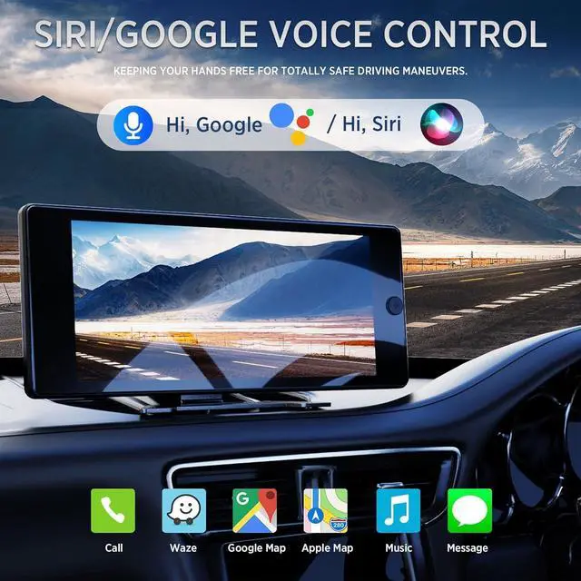 Alt view image 4 of 7 - Wireless Carplay with 4K 4CH Dash Cam, Portable Carplay HD Touchscreen for Car, Carplay & Android Auto Car Radio w/DVR Recording, GPS Navigation/Mirror Link/Music Play - 10.36"