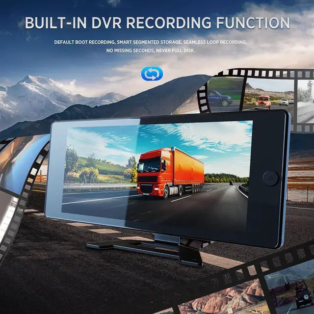 Alt view image 2 of 7 - Wireless Carplay with 4K 4CH Dash Cam, Portable Carplay HD Touchscreen for Car, Carplay & Android Auto Car Radio w/DVR Recording, GPS Navigation/Mirror Link/Music Play - 10.36"