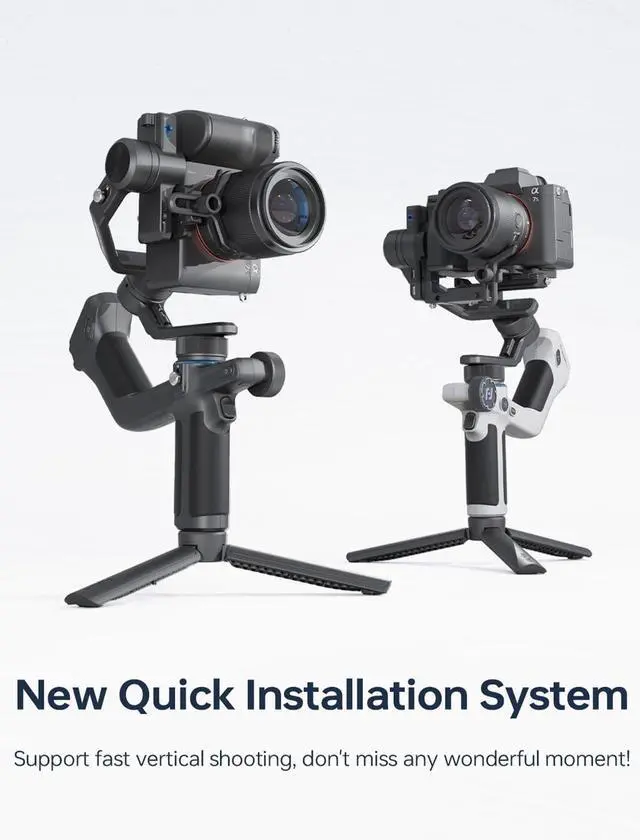 Alt view image 6 of 7 - Feiyu SCORP Mini-2 All-in-1 Gimbal Stabilizer Mirrorless Cameras, Action Camera and Smartphones. Built in AI Facial Tracking Sensor | Gesture Control Dual-Handle Grip Payload 2.65 lbs - Black