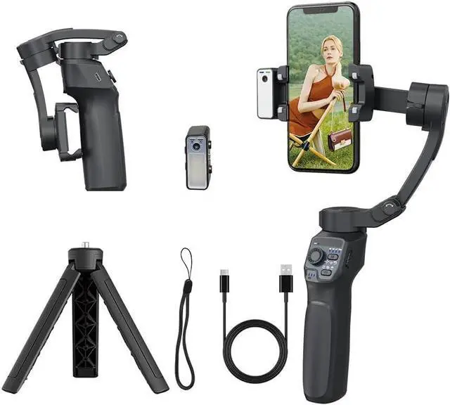 Main image of 3-Axis Gimbal Stabilizer for Smartphone,Handheld Tripod iPhone&Andriod with Fill Light,AI Auto Face/Object Tracking,Foldable Rotating Phone Video Recording,Vlogging