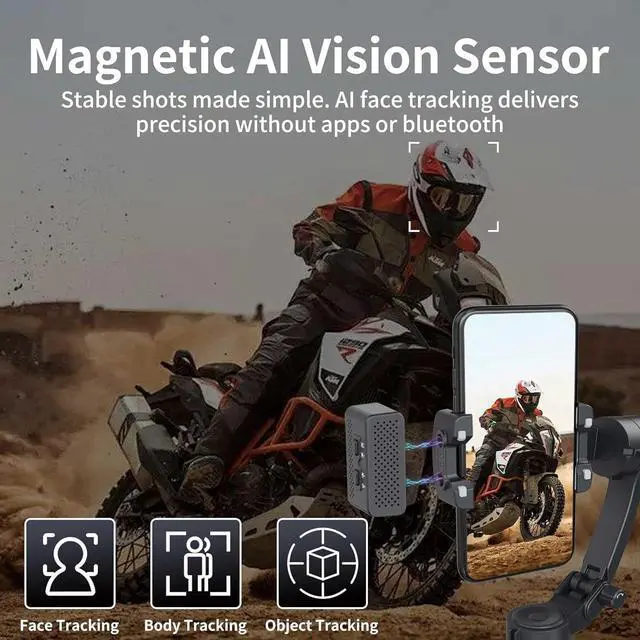 Alt view image 3 of 7 - 3-Axis Gimbal Stabilizer for Smartphone,Handheld Tripod iPhone&Andriod with Fill Light,AI Auto Face/Object Tracking,Foldable Rotating Phone Video Recording,Vlogging