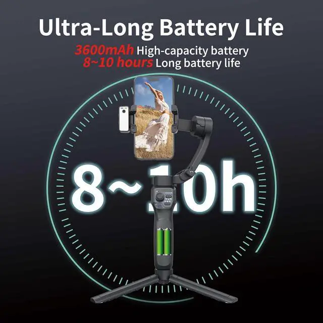 Alt view image 6 of 7 - 3-Axis Gimbal Stabilizer for Smartphone,Handheld Tripod iPhone&Andriod with Fill Light,AI Auto Face/Object Tracking,Foldable Rotating Phone Video Recording,Vlogging