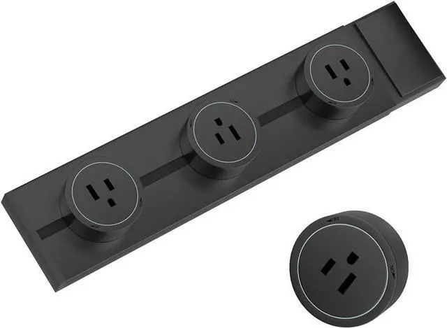 Main image of Surge Protector Power Strip, 8000W High Wall Track Outlet, Mobile Rail Socket with 3 AC Outlet adapters, for Modern Home Kitchen, Living Room (Black, 40cm/15.7in)