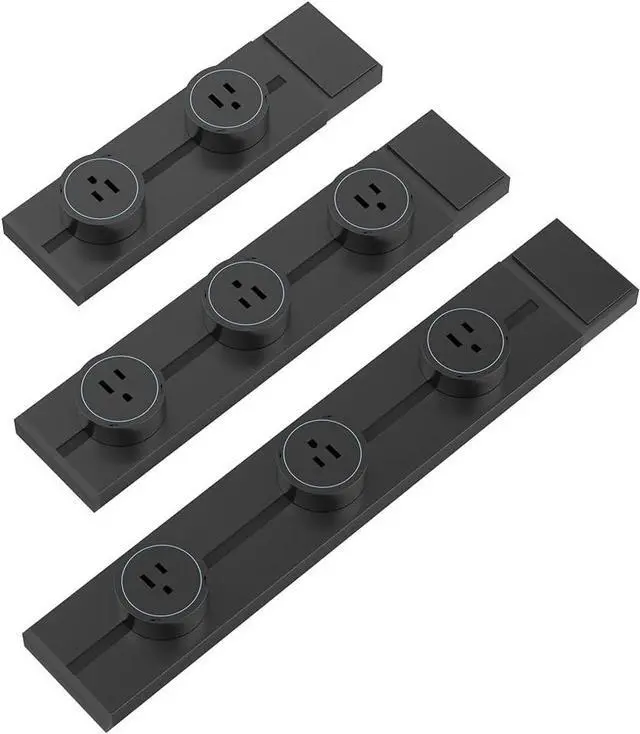 Alt view image 5 of 7 - Surge Protector Power Strip, 8000W High Wall Track Outlet, Mobile Rail Socket with 3 AC Outlet adapters, for Modern Home Kitchen, Living Room (Black, 40cm/15.7in)