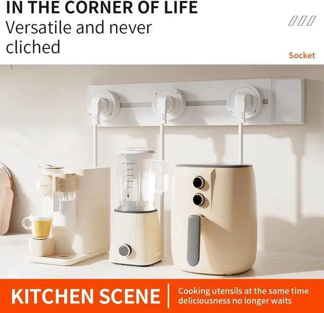 Alt view image 7 of 7 - Surge Protector Power Strip, 8000W High Wall Track Outlet, Mobile Rail Socket with 3 AC Outlet adapters, for Modern Home Kitchen, Living Room (Black, 40cm/15.7in)