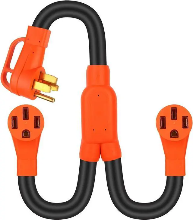 Main image of NEMA 14-50 Y Splitter Adapter Cord for RV and EV, 4-Prong 240-Volt, ETL&UL Listed 14-50P to x2 14-50R, 6/3, 8/1 STW AWG Gauge-Auto/RV/EV/Tesla Model 3/S/X/Y-3 Feet