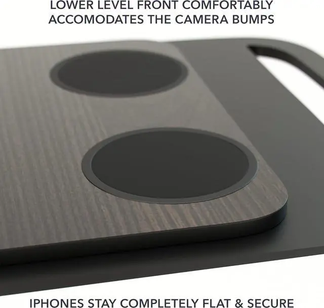 Alt view image 4 of 7 - Dual Wireless Phone Charger for Rivian R1S & R1T, Magnetic Charging Pad (Dark Ash Wood Skin) Compatible with MagSafe Cases iPhone 16 Pro Max, 2021-2026 Center Console Mount Dock Accessories