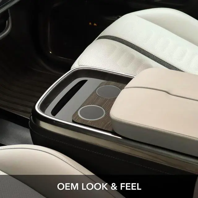 Alt view image 5 of 7 - Dual Wireless Phone Charger for Rivian R1S & R1T, Magnetic Charging Pad (Dark Ash Wood Skin) Compatible with MagSafe Cases iPhone 16 Pro Max, 2021-2026 Center Console Mount Dock Accessories