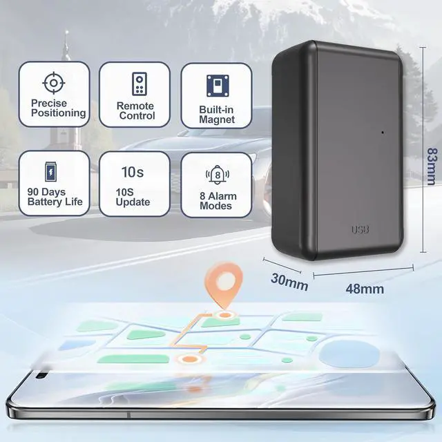 Alt view image 6 of 7 - G05A GPS Tracker for Vehicle No Monthly Fees, SIM Card Included, Real-Time Tracking, Global Coverage, Geo-Fencing, Strong Magnetic Attachment, Long Battery Life