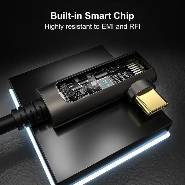 Alt view image 3 of 7 - USB A to C Fiber Optic Extension Cable 15M/50FT, Right Angle 3.2 10Gbps Long Distance Active Optical for VR/AR, Quest2, Webcam, Camera, Mini PC and More