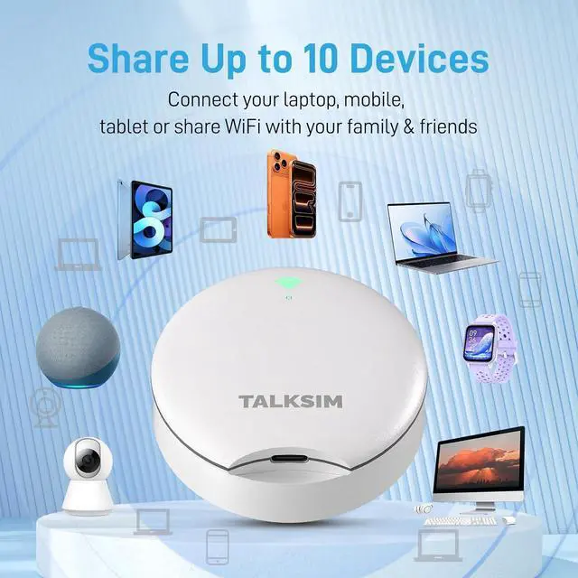 Alt view image 5 of 7 - UFO Mobile Hotspot with 15GB Data, Portable Pocket WiFi 6 & 4G LTE MiFi Device, Support AT&T, T-Mobile, Verizon |10 Connected Devices, USA Coverage, No SIM, Contract (White, 15GB)