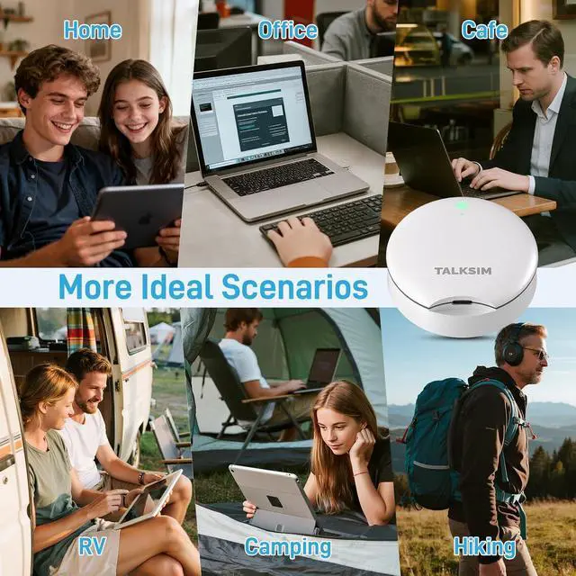 Alt view image 7 of 7 - UFO Mobile Hotspot with 15GB Data, Portable Pocket WiFi 6 & 4G LTE MiFi Device, Support AT&T, T-Mobile, Verizon |10 Connected Devices, USA Coverage, No SIM, Contract (White, 15GB)