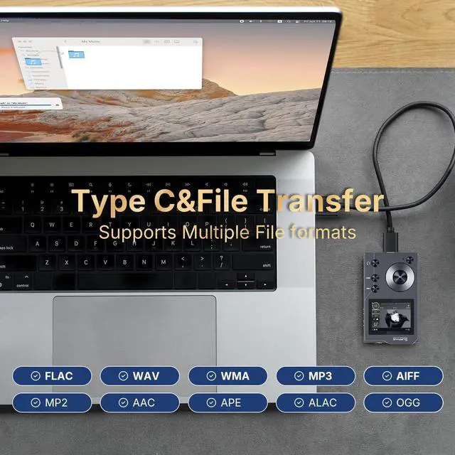 Alt view image 5 of 7 - F20 HiFi MP3 Player with Bluetooth5.2, Lossless DSD High Resolution Digital Audio Music Player, High-Res Portable 128GB Memory Card, Support up to 256GB