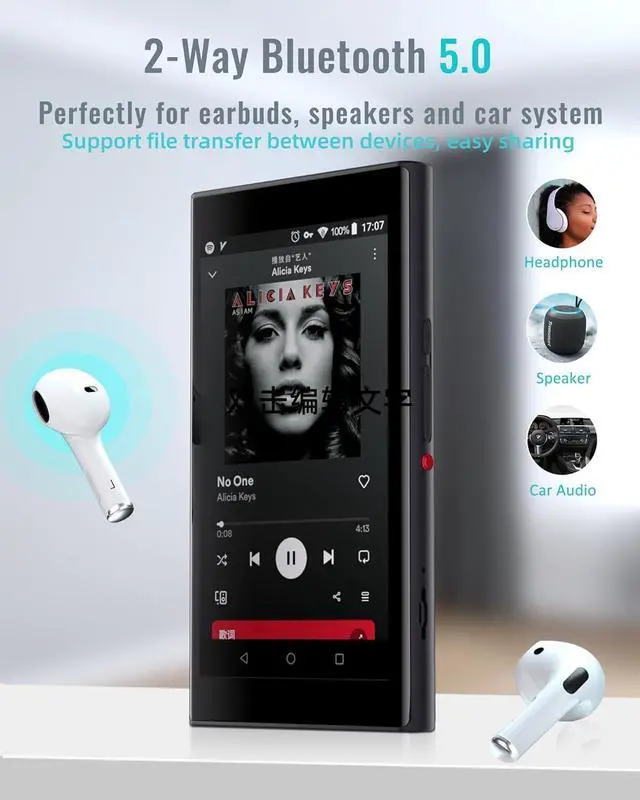 Alt view image 7 of 7 - 128GB MP3 Player with Bluetooth and WiFi, 5" Touch Screen Android 14 Music Play Store, Spotify, Pandora,  Music, & MP4 for Kids Libby, Audible, Up to 512GB