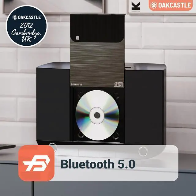 Alt view image 3 of 7 - Compact Home Stereo System with Bluetooth, Wall Mountable CD Player for Home, FM Radio, Wireless, Remote Controlled, Speakers, 2.0 Loud Sound, AUX, 20 Presets |  HIFI100