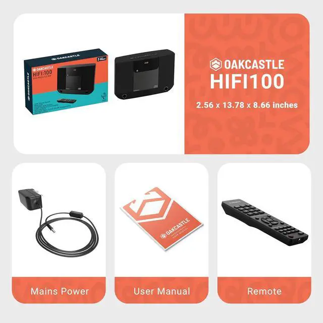 Alt view image 7 of 7 - Compact Home Stereo System with Bluetooth, Wall Mountable CD Player for Home, FM Radio, Wireless, Remote Controlled, Speakers, 2.0 Loud Sound, AUX, 20 Presets |  HIFI100