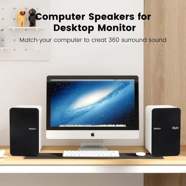 Alt view image 4 of 7 - White Bookshelf Speakers Pair, 70W Powered Record Player Turntable Wired Optical/ARC/RCA/AUX/BT Input HiFi Stereo with 4" Woofer for Home TV Desktop PC Studio Monitor