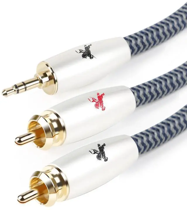 Main image of 3.5mm to 2RCA Audio Cable Aux RCA Headphone Male Jack Adapter Cotton Braided 1/8 Y Cord Subwoofer 9.84ft
