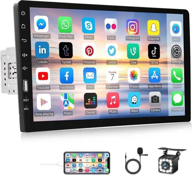 Main image of Single Din Car Stereo with Bluetooth 9 Inch HD Touch Screen Backup Camera + External Microphone FM MP5 Player Audio Receivers Support Mirror Link SWC USB EQ Radio