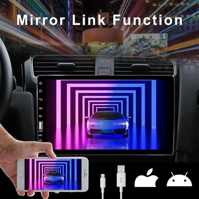 Alt view image 2 of 7 - Single Din Car Stereo with Bluetooth 9 Inch HD Touch Screen Backup Camera + External Microphone FM MP5 Player Audio Receivers Support Mirror Link SWC USB EQ Radio