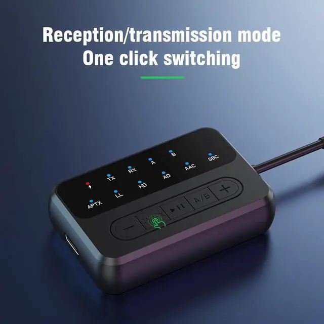 Alt view image 3 of 6 - Bluetooth Transmitter Receiver, 2-in-1 V5.4 Wireless Adapter,Dual Link AptX Adaptive/Low Latency/HD Audio, Aux Adapter for Home Stereo, Airplane, Boat, Gym