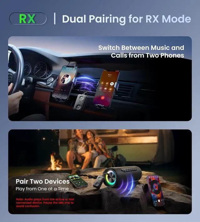 Alt view image 5 of 7 - Unique Design Bluetooth 5.4 Transmitter Receiver with Qualcomm aptX Adaptive for Dual AirPods/Headphones, 3.5mm Aux Jack & USB C Adapter Airplane/TV/PS5/Gym/Phone/Tablet/Car(for TV)