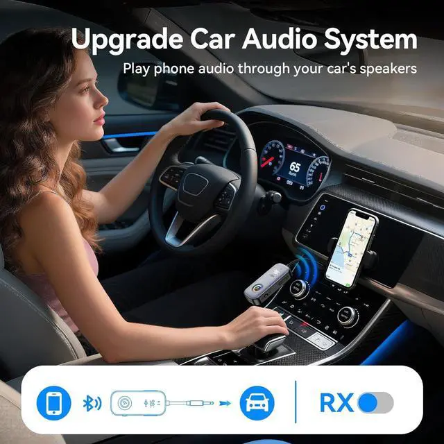 Alt view image 6 of 7 - 2025 Pro Bluetooth Receiver Transmitter,2-in-1 Wireless Audio Adapter for Airplane/TV/PC/Gym-Dual Link Headphone,Bluetooth Car/Home Stereo,Low Latency,Battery Display,Built-in MIC