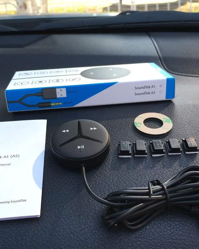 Alt view image 7 of 7 - SoundTek A1+ Bluetooth Car Kit with AAC for Music Streaming Handsfree Calls,Aux Adapter Car/Home Stereo,Built-in Noise Isolator & MIC,Auto On/Off