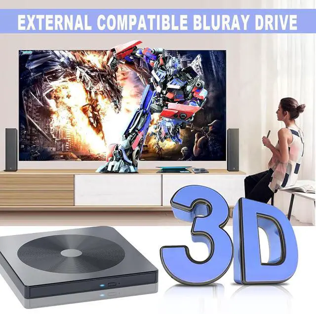 Alt view image 3 of 6 - External Blu-ray Drive Player Read/Write Portable Burner, Compatible with USB 3.0 and Type-C DVD BD, Win7-11/Mac OS Comes One Year Warranty
