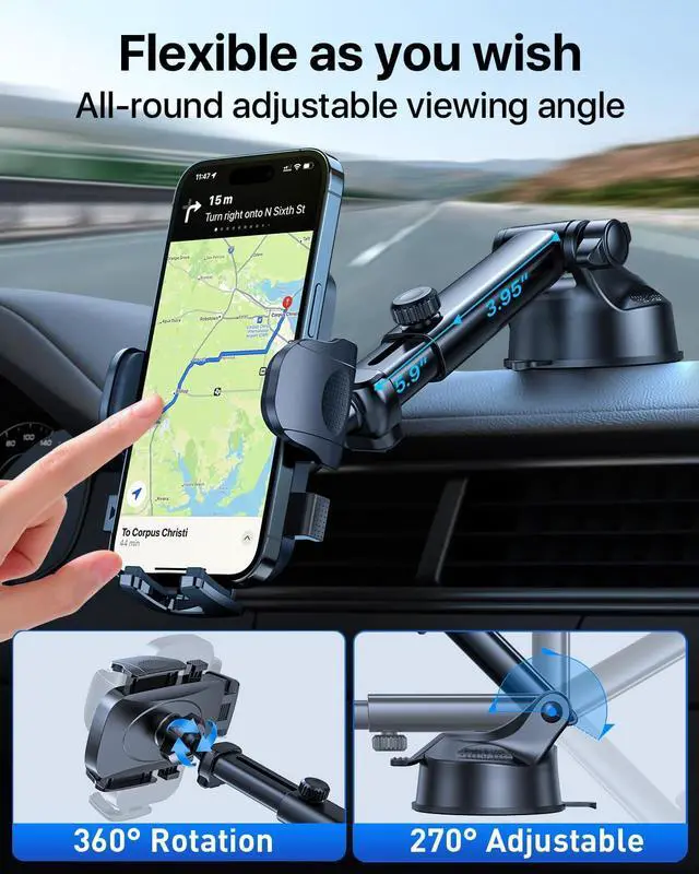 Alt view image 5 of 6 - 2025 Ultimate Car Phone Holder80+LBS Strongest Suction & Military-Grade Universal Cell Holder Truck Mount for Dashboard Windshield Air Vent iPhone 16 Pro Max 15 Samsung 2pcs,Grey
