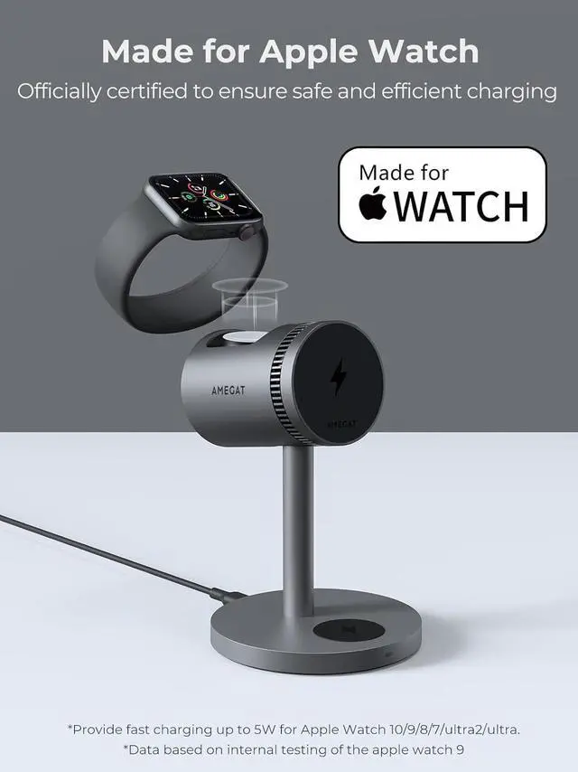 Alt view image 4 of 7 - 3 in 1 Charging Station Compatible with MagSafe, Cooling Wireless Charger 15W Qi2 Certified for iPhone 17/16/15/14/13/12, Samsung S25, AP Watch, AirPods (45W PD Included)