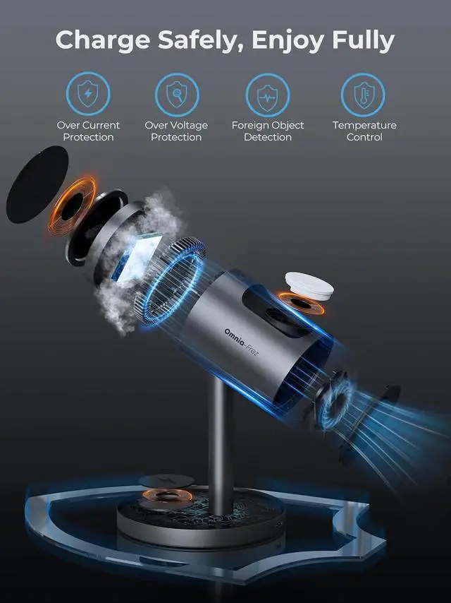 Alt view image 6 of 7 - 3 in 1 Charging Station Compatible with MagSafe, Cooling Wireless Charger 15W Qi2 Certified for iPhone 17/16/15/14/13/12, Samsung S25, AP Watch, AirPods (45W PD Included)