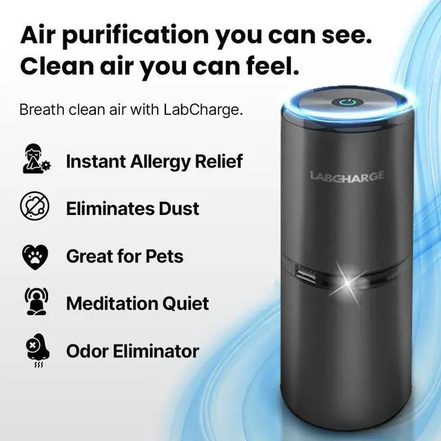 Alt view image 2 of 7 - LabCharge Compact Air Purifier - Covers 250 Sq Ft Ideal for Bedroom or Dorm Room Silent HEPA Filter Captures Dust and Pollutants Portable, Mini Small Spaces
