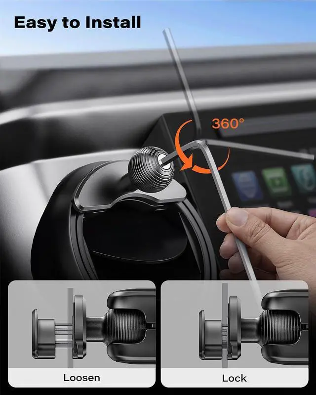 Alt view image 5 of 7 - Magnetic Car Mount for Tacoma 2016-2023 & 2014-2021Tundra, Air Vent Phone Holder Compatible with iPhone 12-17 Series MagSafe Case, 25N Force, Metal 20mm Ball Socket Arm