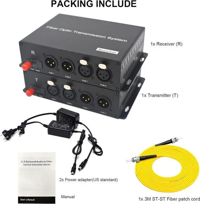 Alt view image 6 of 6 - BIDI 2 XLR Audio Fiber Converter,Broadcast Grade Balanced Audio Over Fiber Optic Extender-Singlemode 20Km,Multimode 500m,ST Optical Professional Crystal Clear Sound A Pair