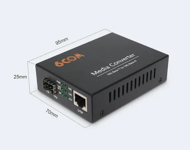 Alt view image 6 of 7 - GIGA 10G Fiber Media Converter,1x 1000M/2.5G/5G/10GBase-T Auto-Negotiation RJ45 Slot to 1x 10GBase-X SFP+ Slot,Support 10GBase-SR/LR/BIDI Transceiver, 10 Gigabit Ethernet Media Converter