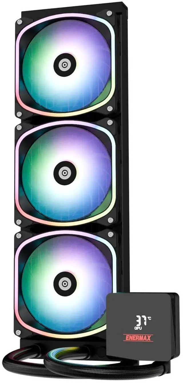 Alt view image 2 of 7 - AquaFusion V2 360mm ARGB AIO CPU Liquid Cooler w/Digital Display, 3X 120mm PWM Fan 380W TDP, for  1851/1700/1200/115X,  AM5/AM4