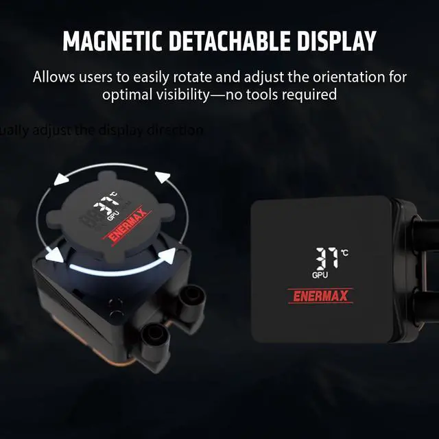 Alt view image 7 of 7 - AquaFusion V2 360mm ARGB AIO CPU Liquid Cooler w/Digital Display, 3X 120mm PWM Fan 380W TDP, for  1851/1700/1200/115X,  AM5/AM4