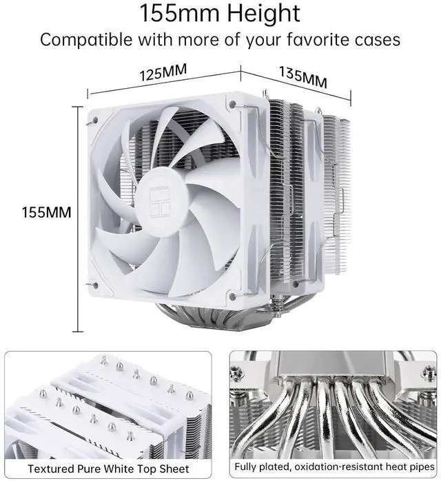 Alt view image 3 of 7 - Peerless Assassin 120 SE V2 White CPU Cooler - 6 Heat Pipes AGHP GEN 5.0 Technology | 1850RPM Thickened PWM Fans, Alnium Heatsink Cover | for  1851/1700/115X/1200,  AM4/AM5