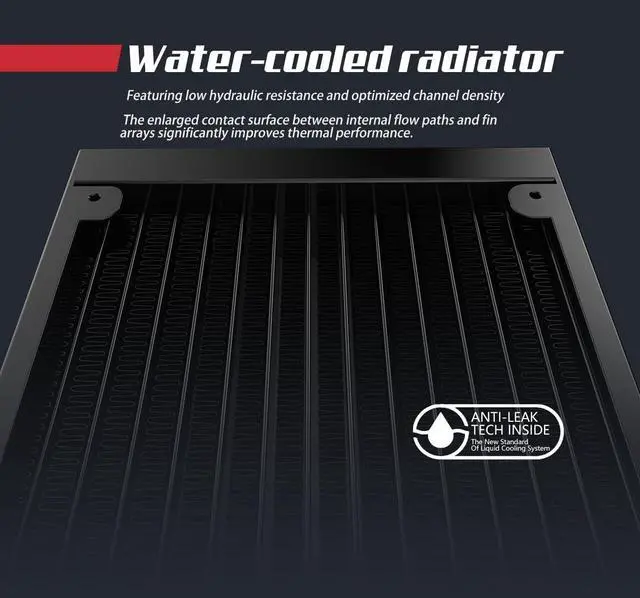 Alt view image 6 of 7 - NC360 ARGB AIO CPU Liquid Cooler, 360mm High-Performance Water Cooling with High-Speed Ceramic Bea Pump, 3X PWM ARGB Fans,  LGA 1851/1700/1200/115X/2011,  AM5/AM4 - Black