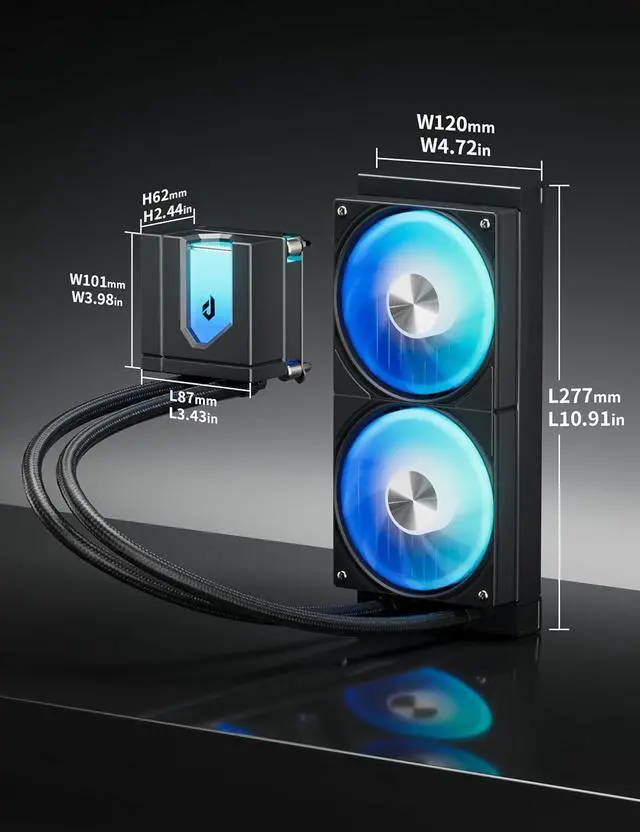 Alt view image 6 of 7 - 240mm AIO Liquid CPU Cooler -  LGA 1851/1700/2011 &  AM5/AM4, Magnetic Pump Cover, 5V ARGB SYNC, All-in-One C Mangement, 280W TDP Cooling (Black)