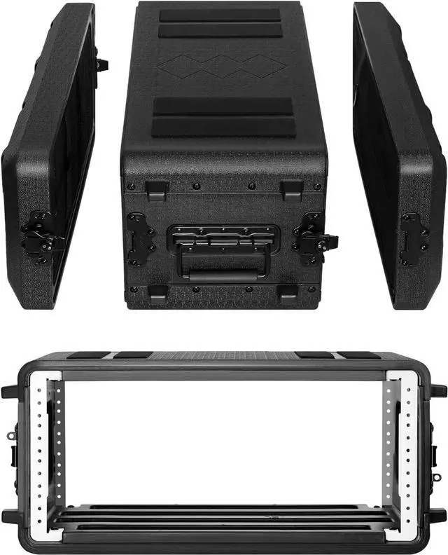 Main image of 4U Rack Case Shallow 12" Depth, 19" Rackmount Flight Cases Easy Installation Port Carry Watertight Dust Proof 2 Space Shockproof Mount Racks with Microphone Compments Space Saving