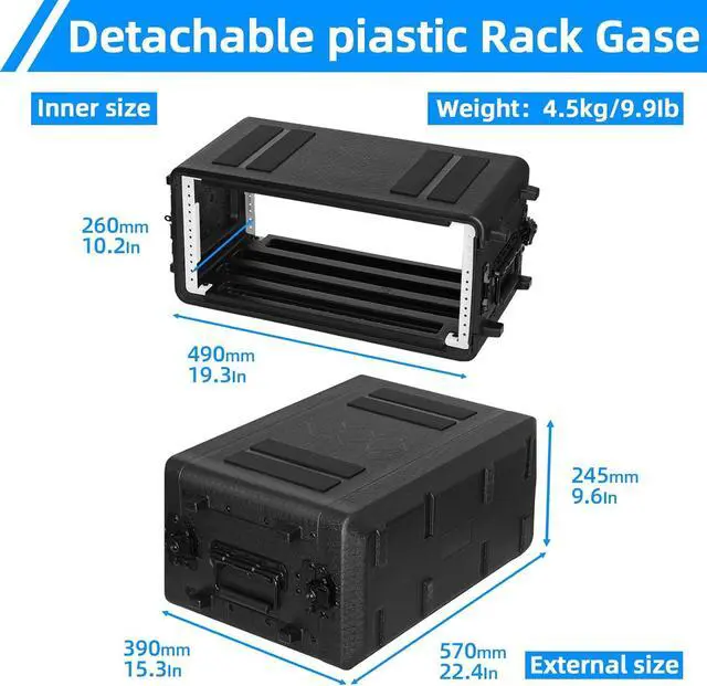 Alt view image 2 of 6 - 4U Rack Case Shallow 12" Depth, 19" Rackmount Flight Cases Easy Installation Port Carry Watertight Dust Proof 2 Space Shockproof Mount Racks with Microphone Compments Space Saving