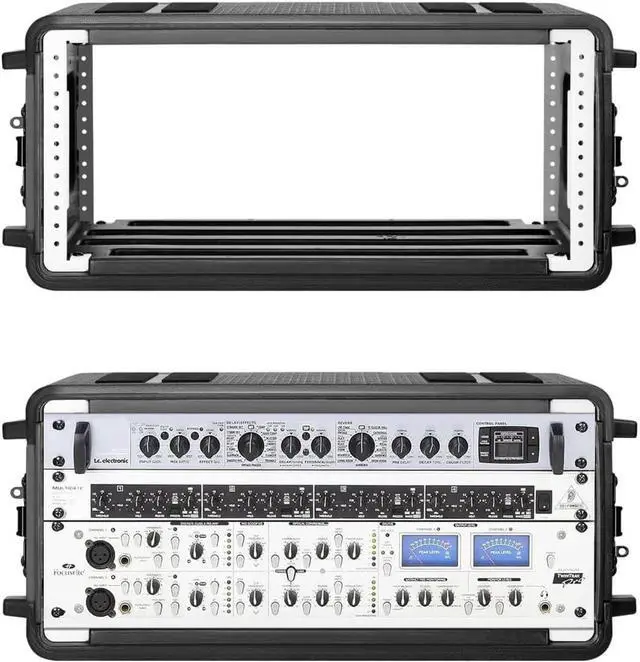 Alt view image 4 of 6 - 4U Rack Case Shallow 12" Depth, 19" Rackmount Flight Cases Easy Installation Port Carry Watertight Dust Proof 2 Space Shockproof Mount Racks with Microphone Compments Space Saving